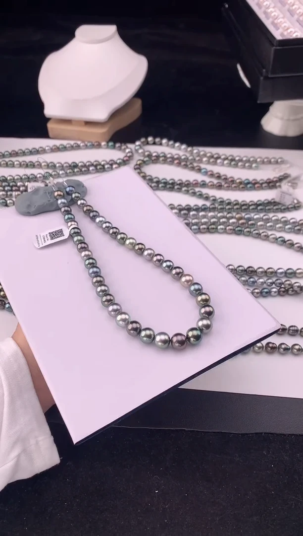 银S925镶嵌颈饰海水珍珠大溪地海水珍珠项链8-11mm