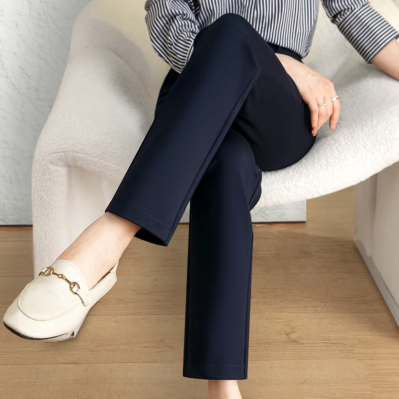 修身直筒法棍裤2025新款高弹免烫抗皱通勤高腰弹力显瘦烟管裤子女