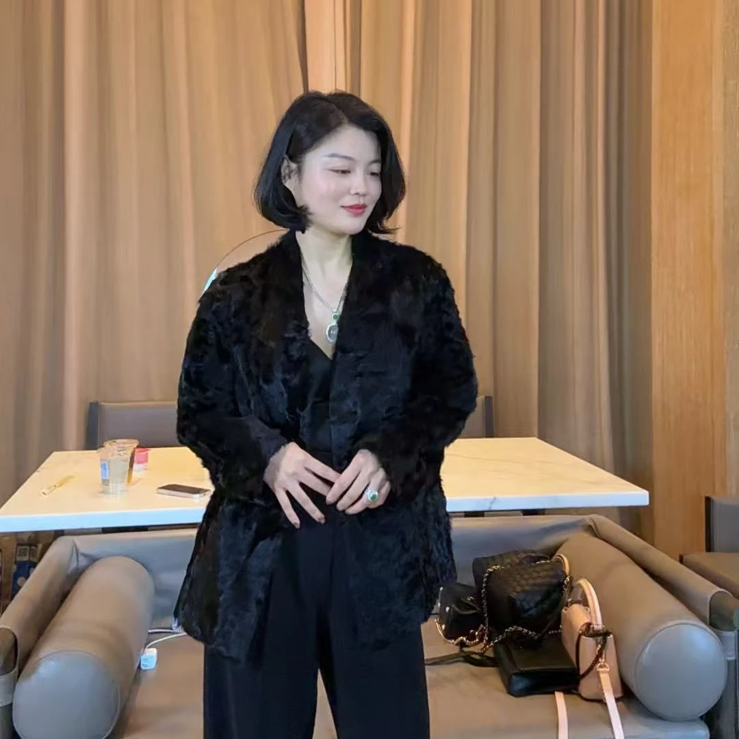 TANTAN金羔羊气质时尚 皮毛一体外套 2377