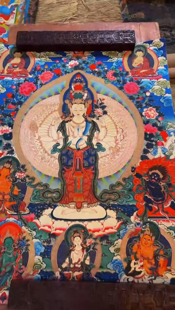 装裱画精品手绘唐卡链接--A106千手