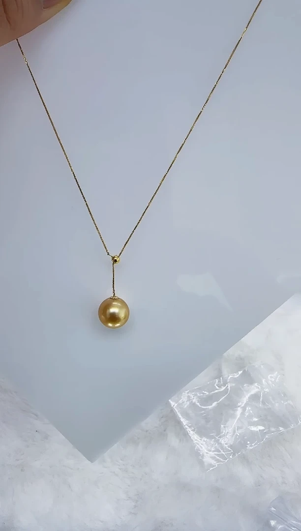 18K金镶嵌海水珍珠DA金珠吊坠11-12 a259