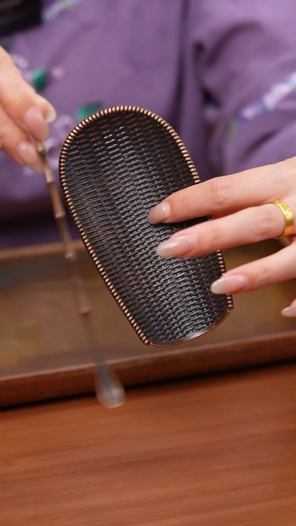 【闪购商品】簸箕茶则/竹编纹古铜色/茶学入门器具