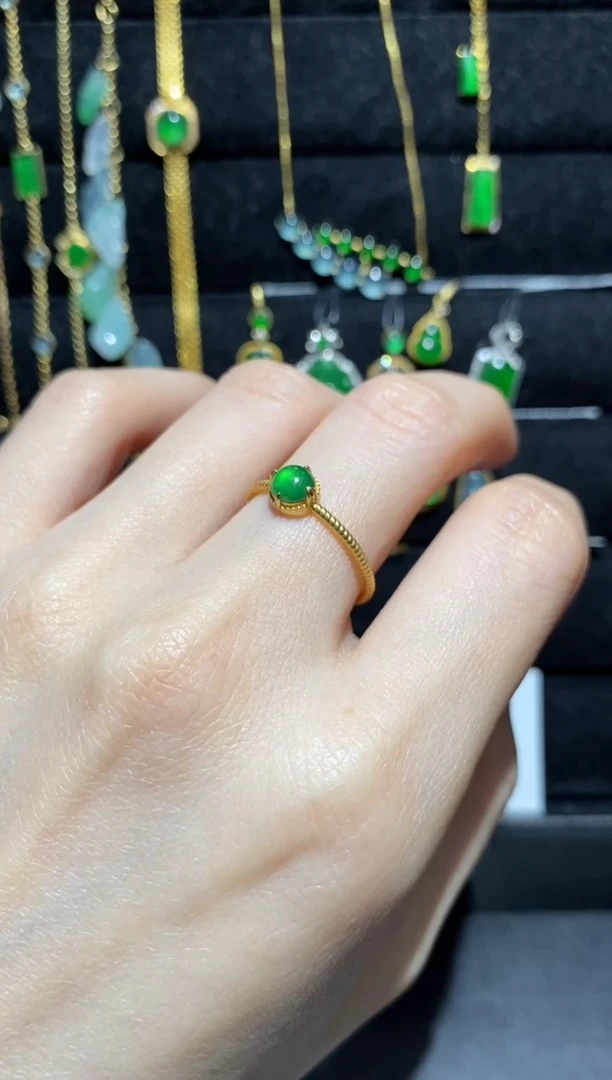 【闪购商品】翡翠戒指18K金镶嵌戒指