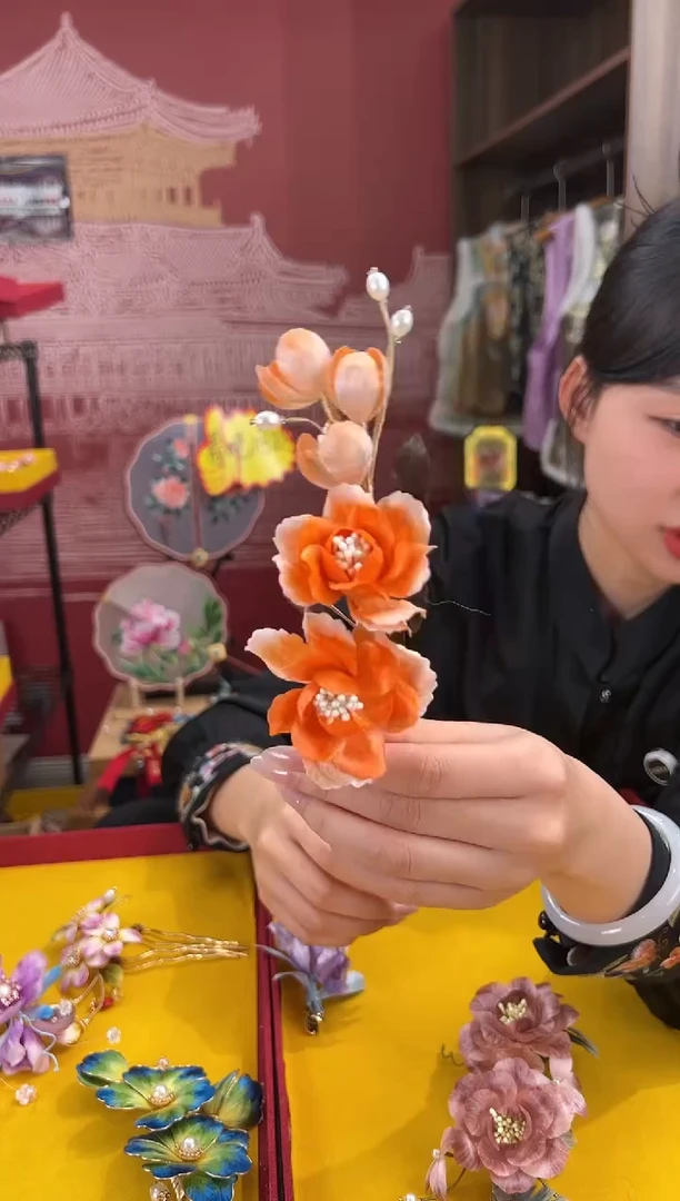 【闪购商品】刺绣非遗绒花（发饰）