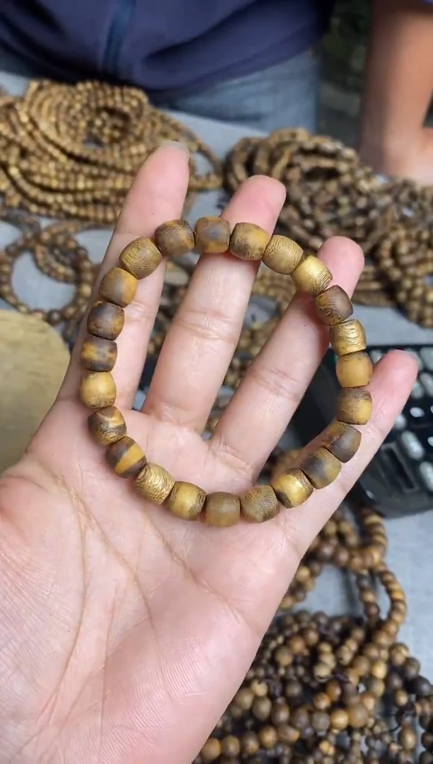 沉香手串原色08鼓珠单圈手串多样性发一