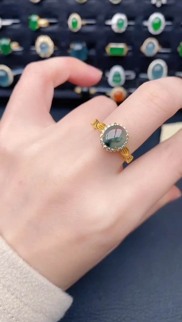 银S925镶嵌戒指翡翠天然a货翡翠20