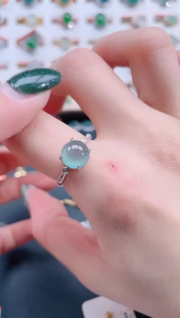 银S925镶嵌戒指翡翠天然翡翠