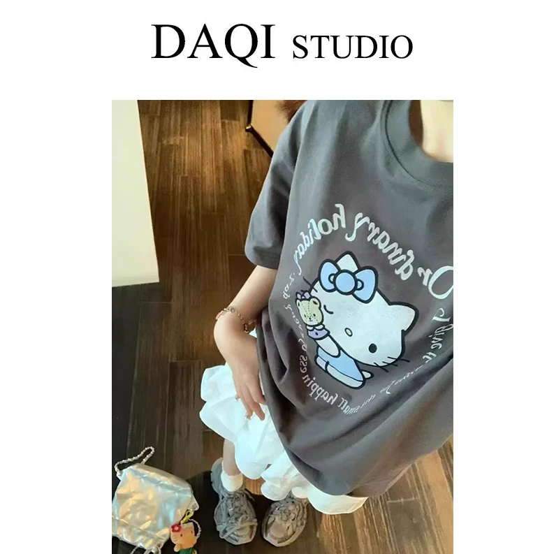 大七穿搭-（卡通元素）韩国单 休闲卡通猫咪短袖G420-8897