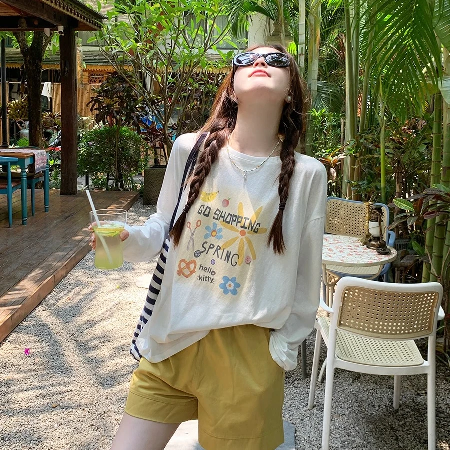 夏季薄款防晒罩衫女印花长袖海边出游松弛感显瘦穿搭休闲百搭潮