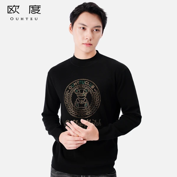 OUHTEU/欧度【诺克熊】25秋冬新款抗起球工艺舒适保暖男针织衫7699