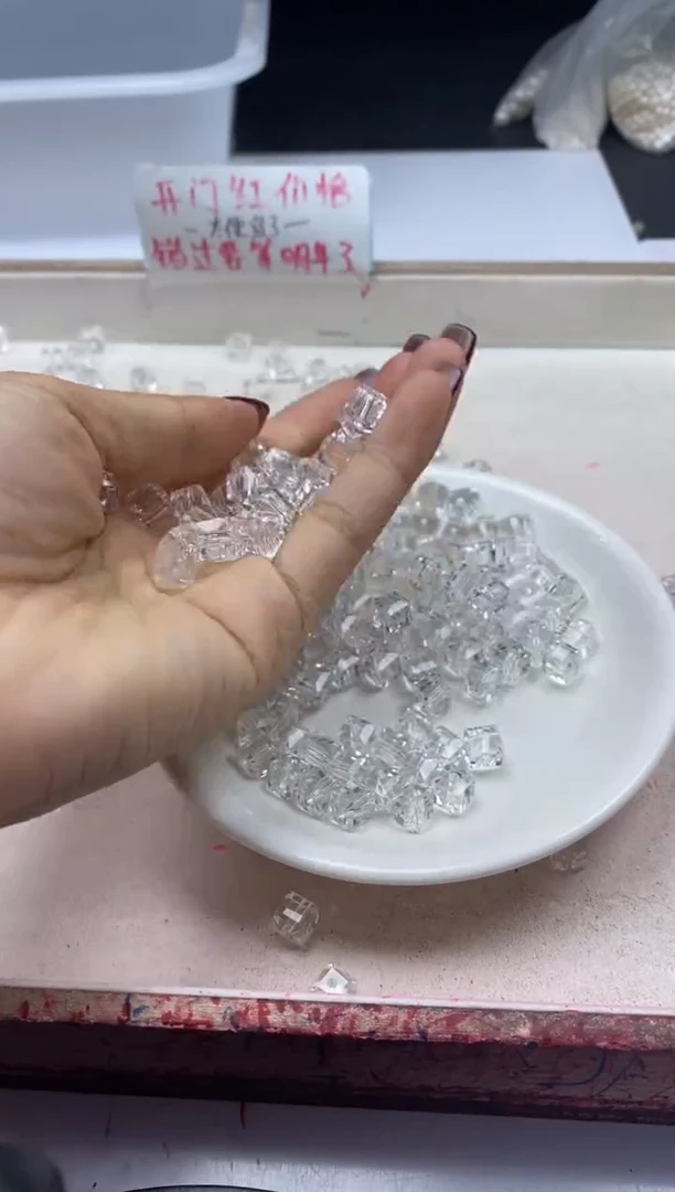 【闪购商品】水晶颈饰未镶嵌 W192白水晶方块8mm*20颗