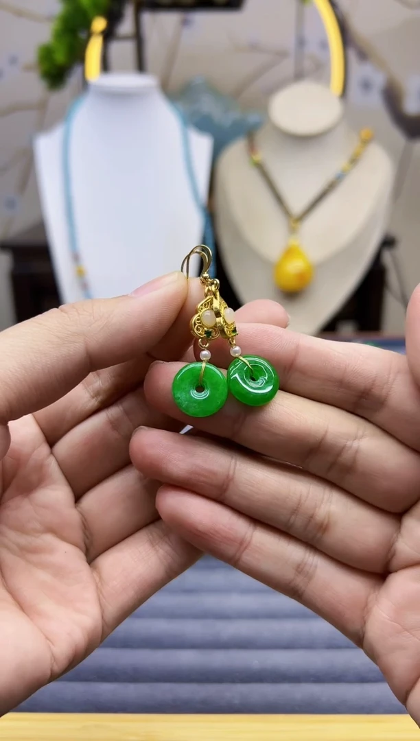 【闪购商品】翡翠耳饰14K金镶嵌e56````````