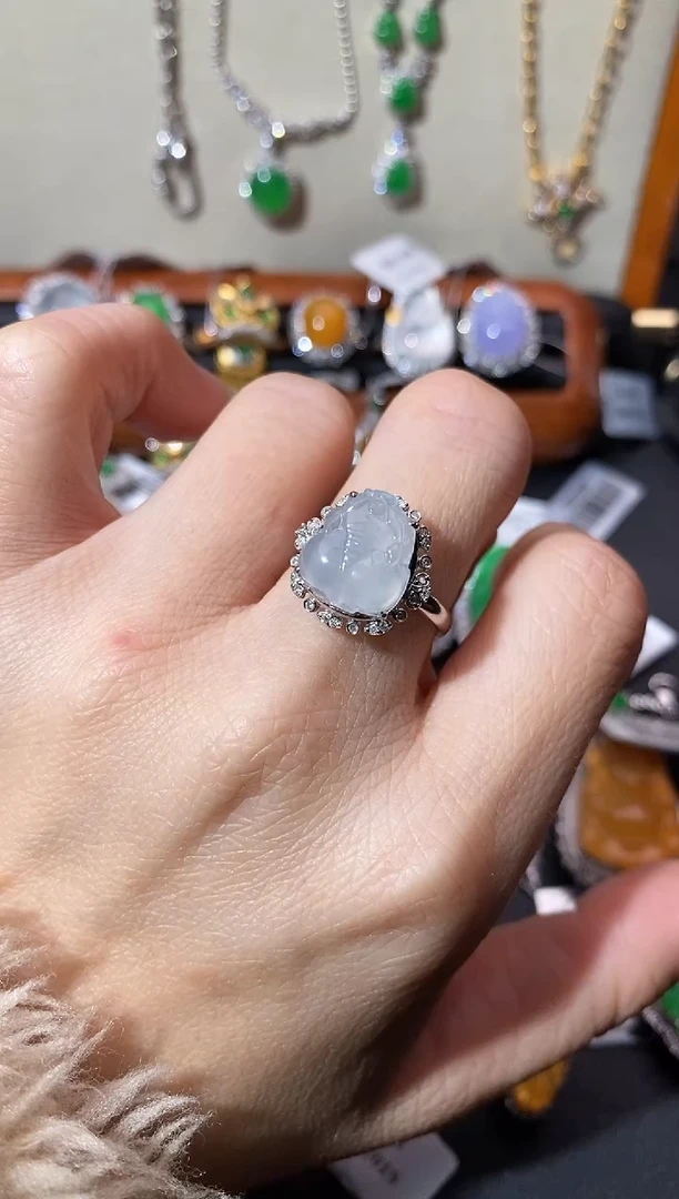 【闪购商品】翡翠戒指18K金镶嵌戒指