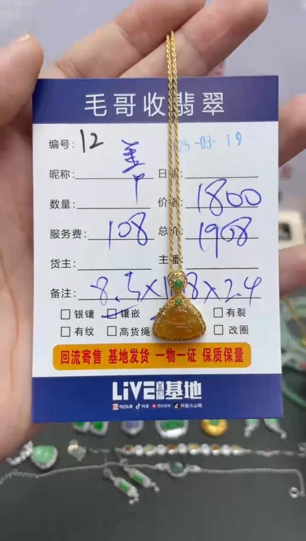 【闪购商品】翡翠18K金镶嵌项链翡翠0319012