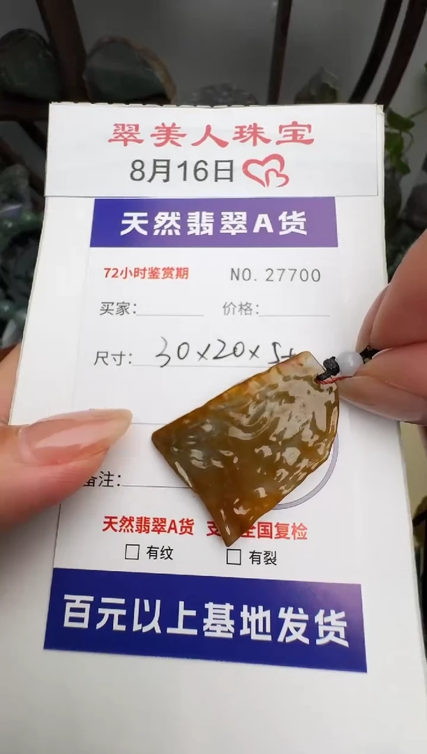 翡翠未镶嵌颈饰原石27700