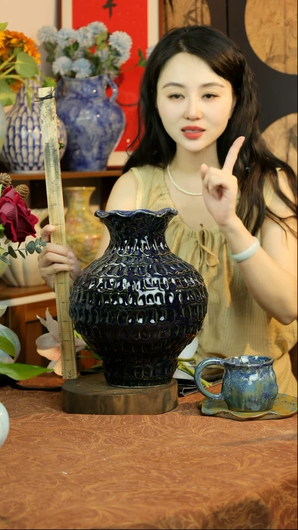 瓶黑曜石系列花口花器