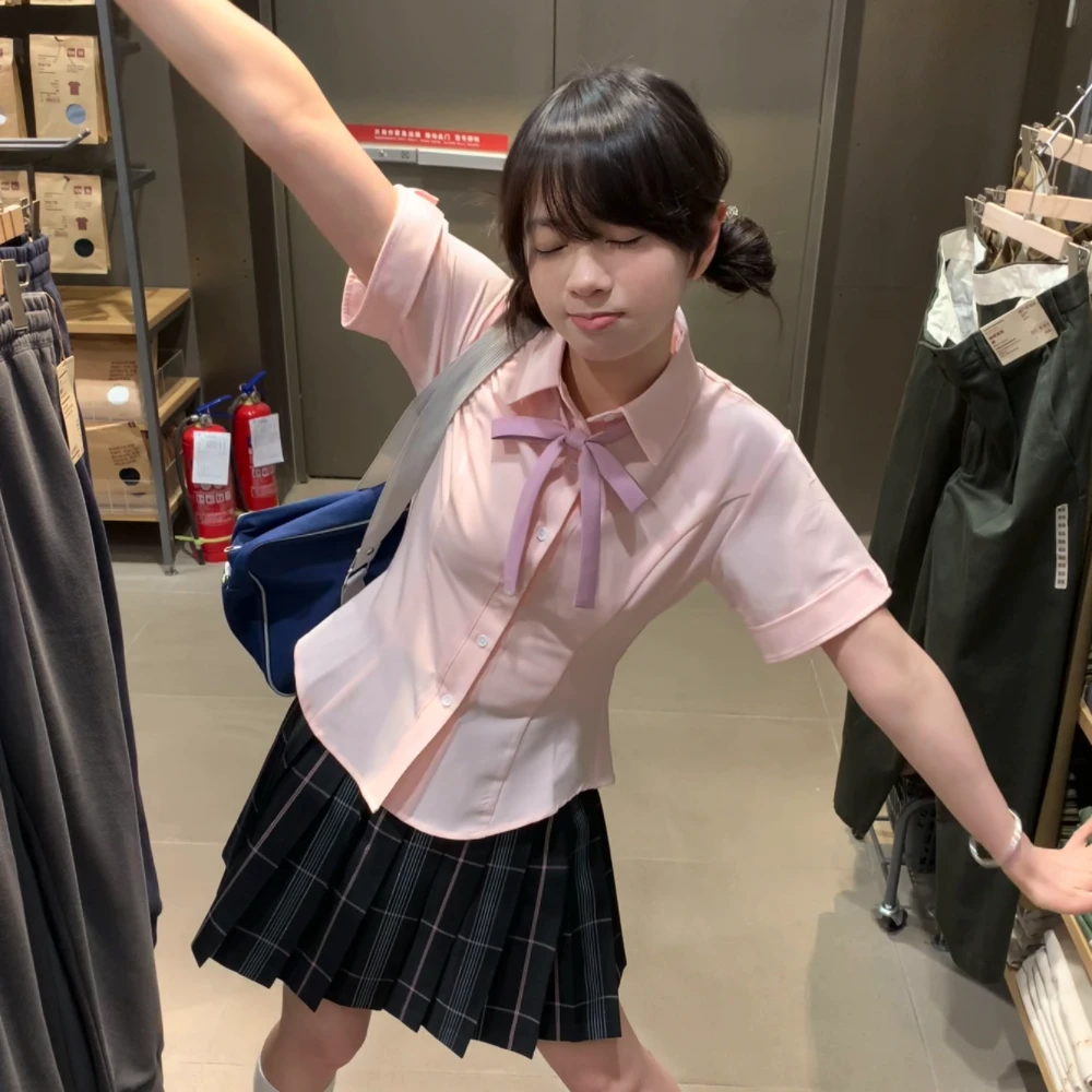 【多色绵绵冰】衬衫jk衬衫纯色学院风长袖短袖上衣收腰衬衫