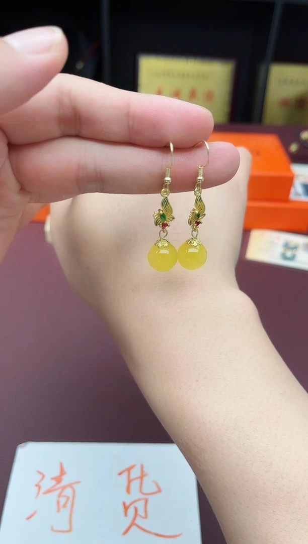 玛瑙/玉髓耳饰银S925镶嵌318000