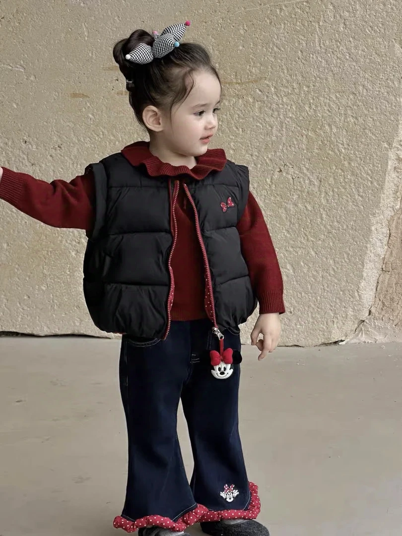 842女童L·H ·NIAO2025秋冬新款韩版洋气时髦牛仔裤百搭加绒牛仔裤