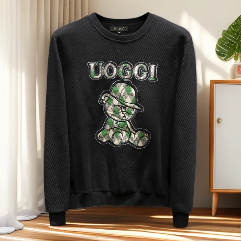 巴康波劳欧洲站卡通刺绣休闲卫衣男潮牌潮流修身秋季新款男士套头