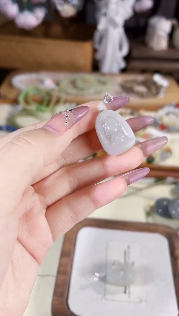 吊坠(不含链)银S925镶嵌和田玉多样性发其一孤品默认微瑕