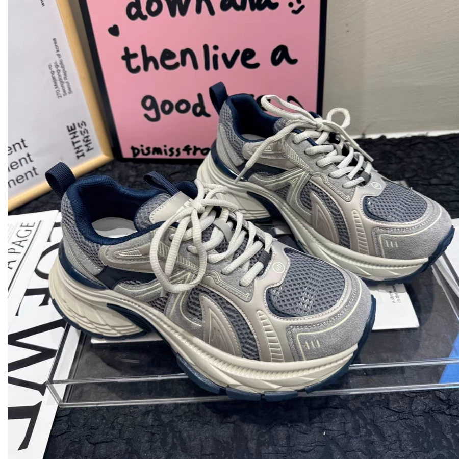 2025春款爆品！韩版超洋气5cm吸膜厚底老爹鞋T07-209