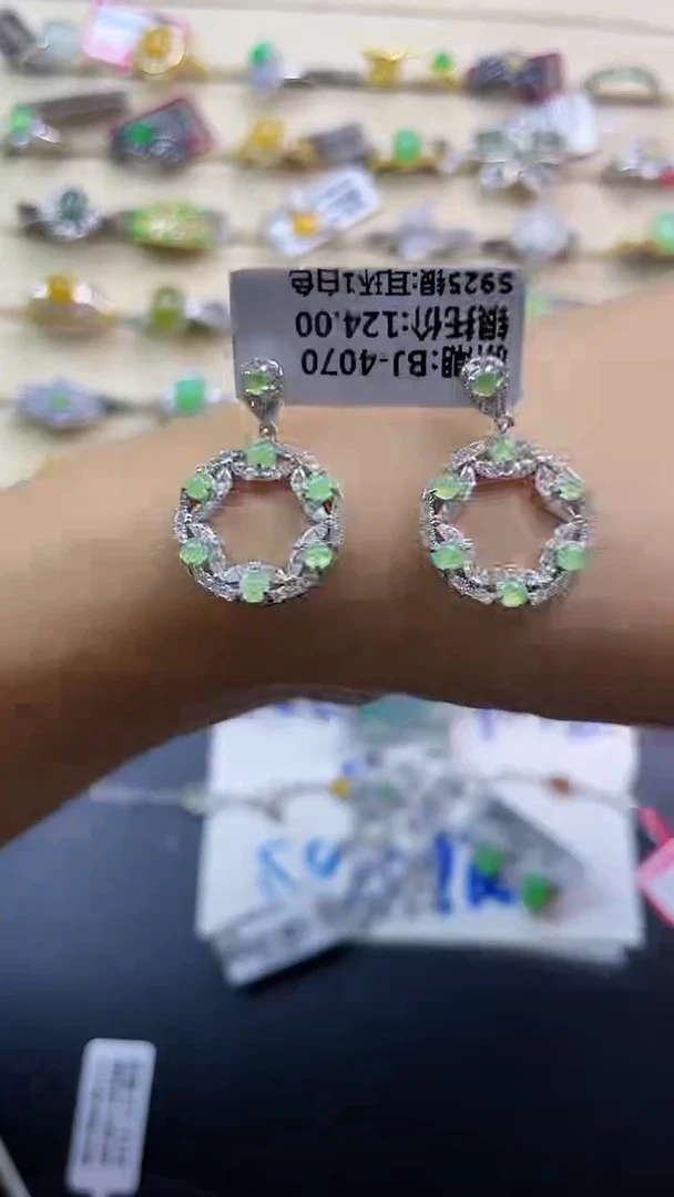 银S925镶嵌戒指翡翠翡翠 蛋面 银S925镶嵌