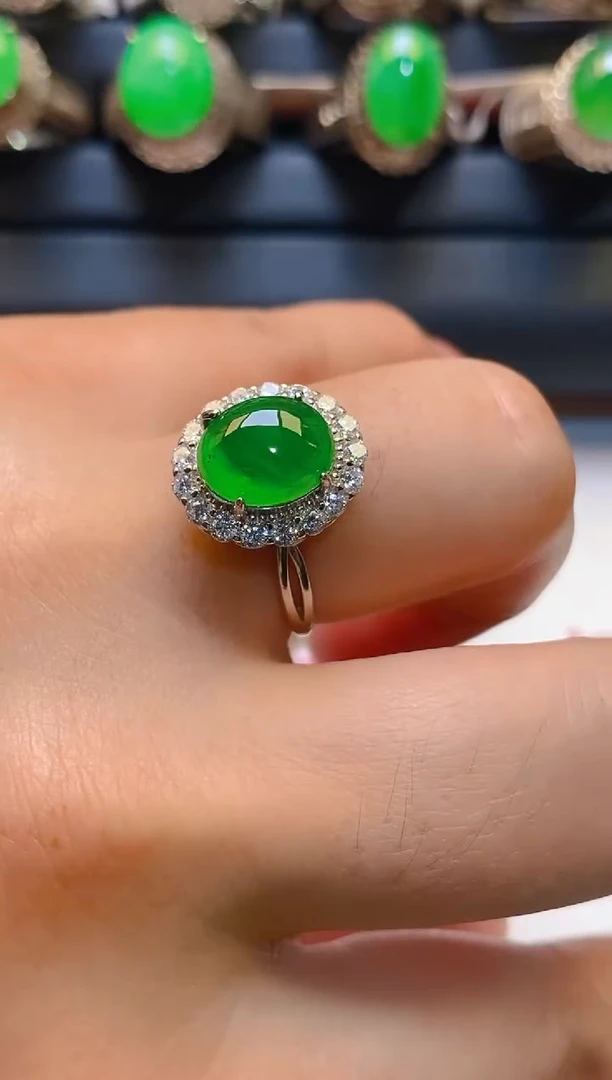 【闪购商品】翡翠耳饰银S925镶嵌天然A货翡翠1