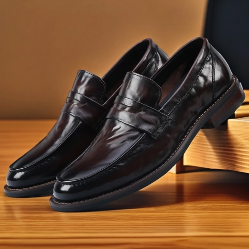 里外真皮头层牛皮实木跟防臭时尚商务通勤新中式国风复古痞帅男鞋