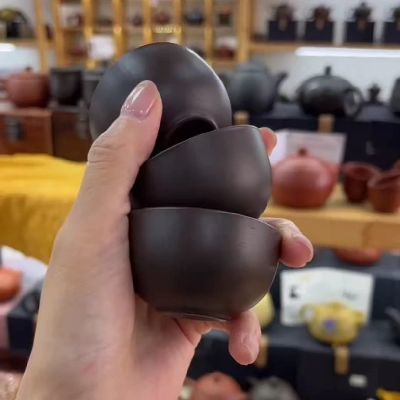 紫砂元宝杯三个家用