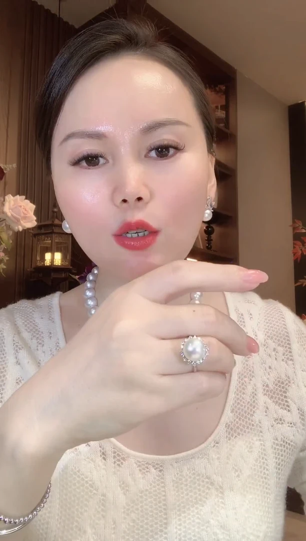 18K金镶嵌戒指海水珍珠C93