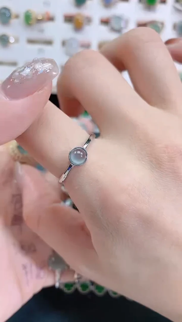 银S925镶嵌戒指翡翠天然翡翠