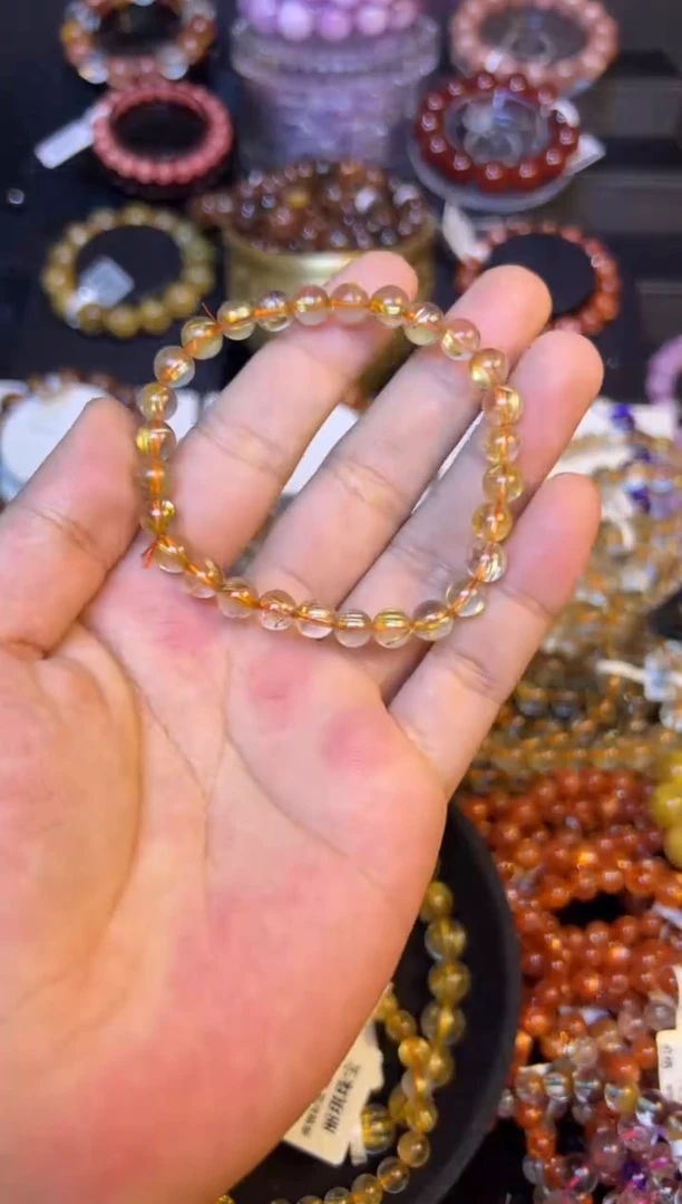 未镶嵌手串水晶金发晶6mm+