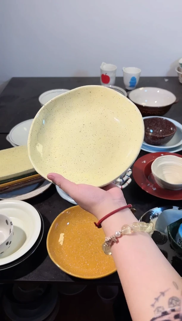 陶泼墨8英寸深盘*1黄色