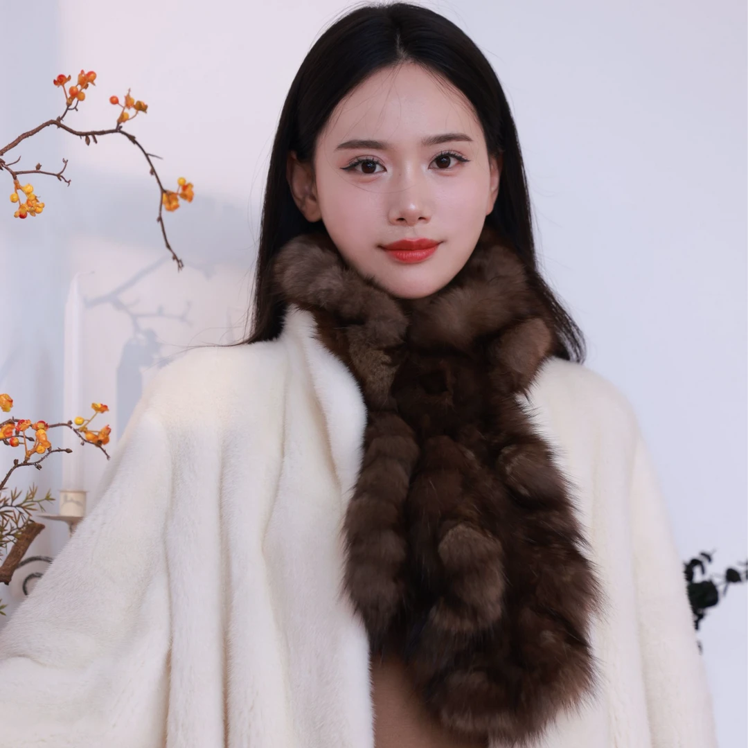 貂皇传奇 · 俄罗斯毛茸花骨朵貂围巾百搭洋气围巾冬