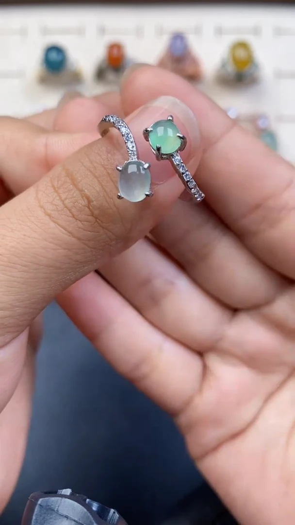 翡翠戒指银S925镶嵌534635634636