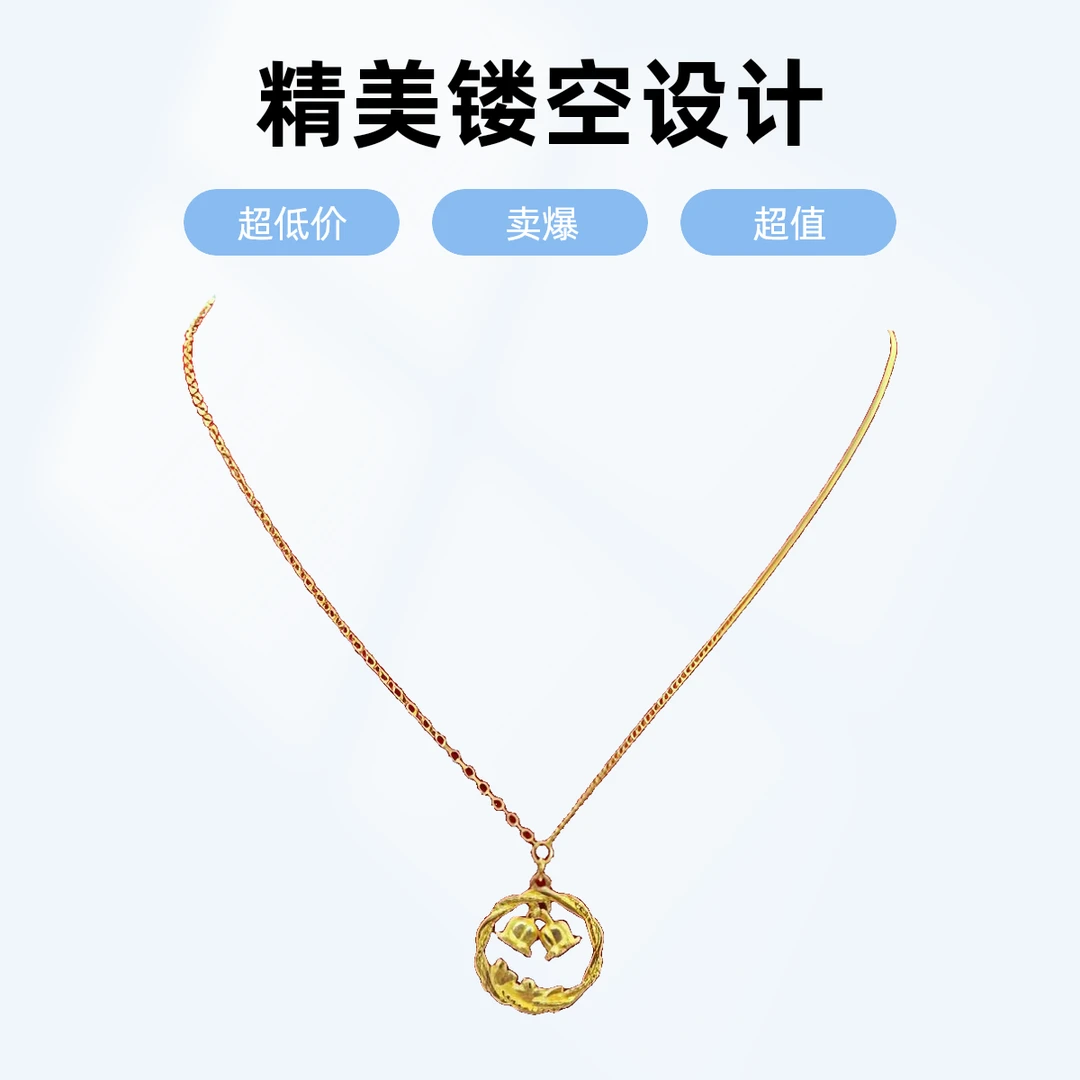 足银银制品 铃铛花编织镂空套链方糖花丝套链520七夕节日礼物时尚