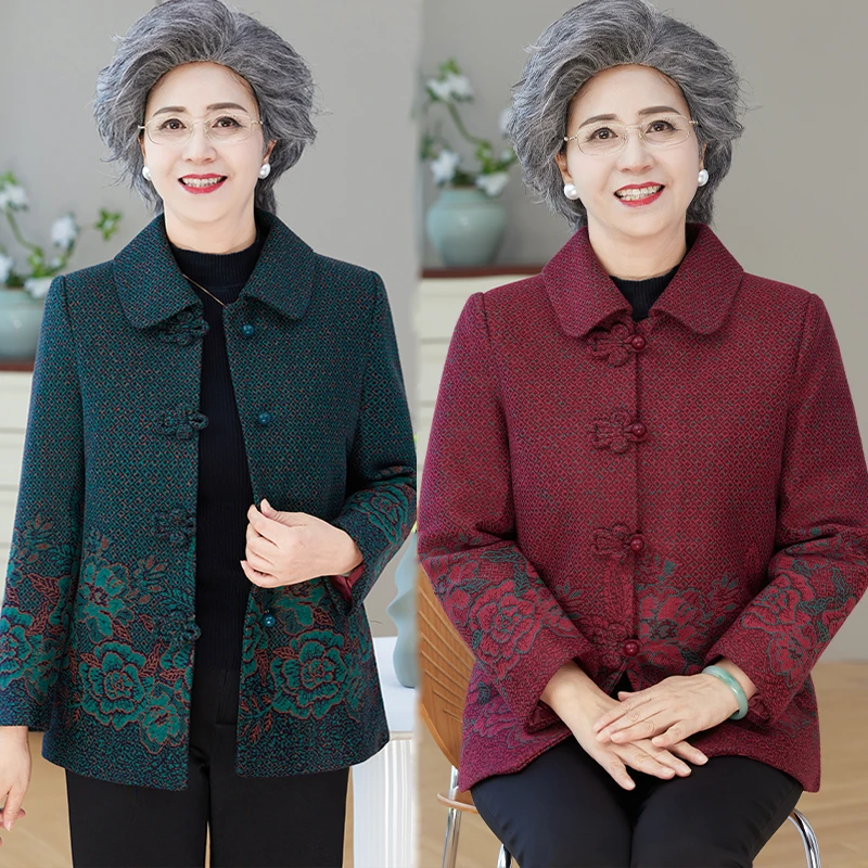 中老年人秋装外套女国风新款洋气妈妈上衣老太太春秋衣服奶奶衬衫