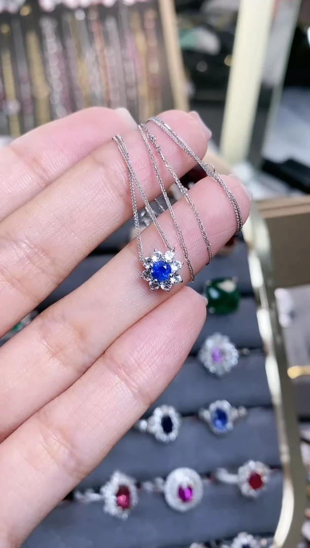 蓝宝石项链18K金镶嵌·