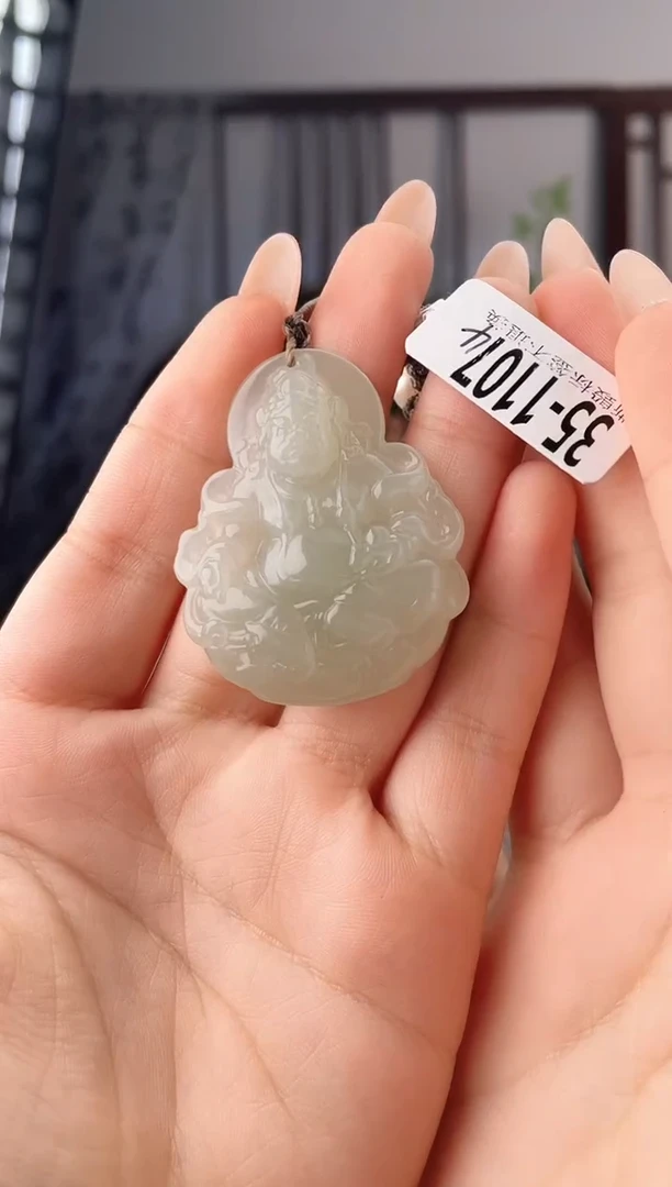 颈饰未镶嵌和田玉财神 1107