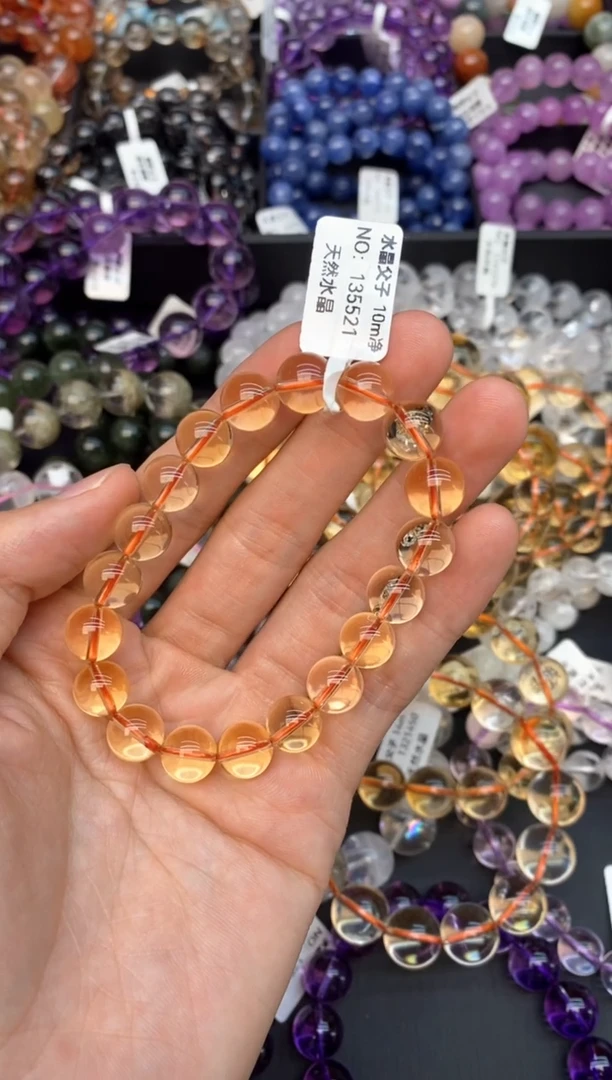 水晶手串未镶嵌12黄水晶10mm