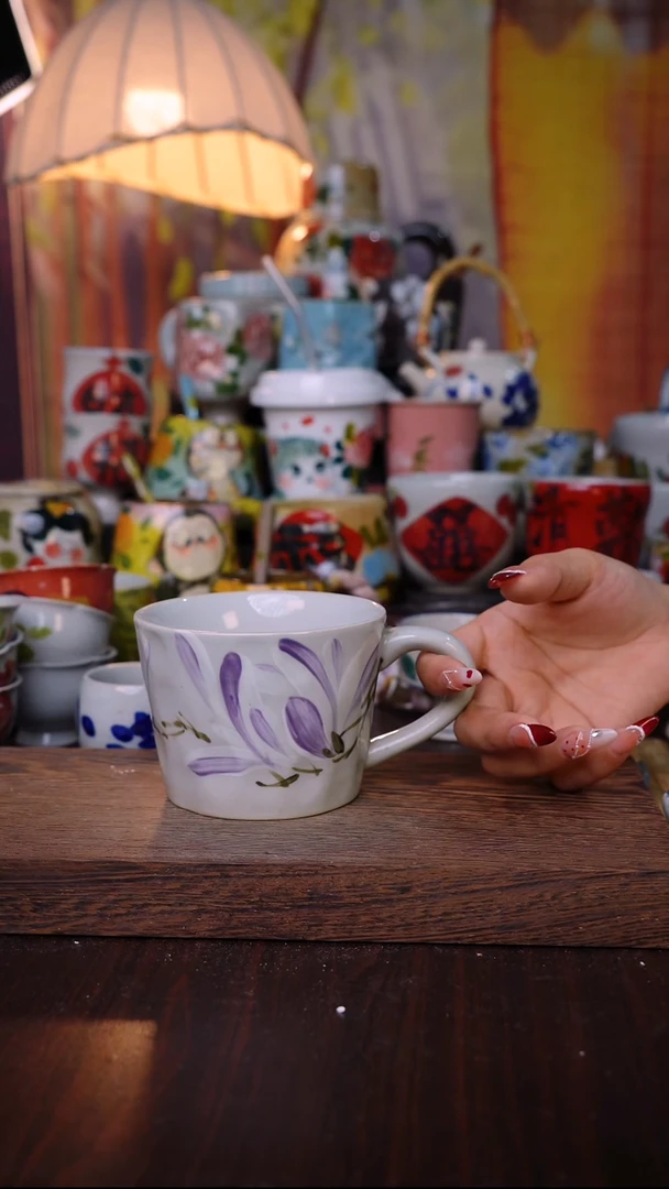 杯子陶泥垚手作 景德镇手工手绘陶瓷器物