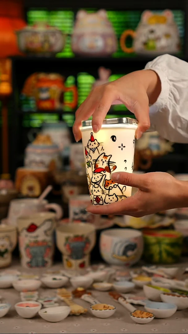 陶瓷无盖款景德镇高温釉下彩纯手绘创意瓷