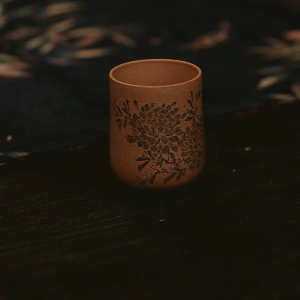 牡丹 老段泥紫砂杯80cc