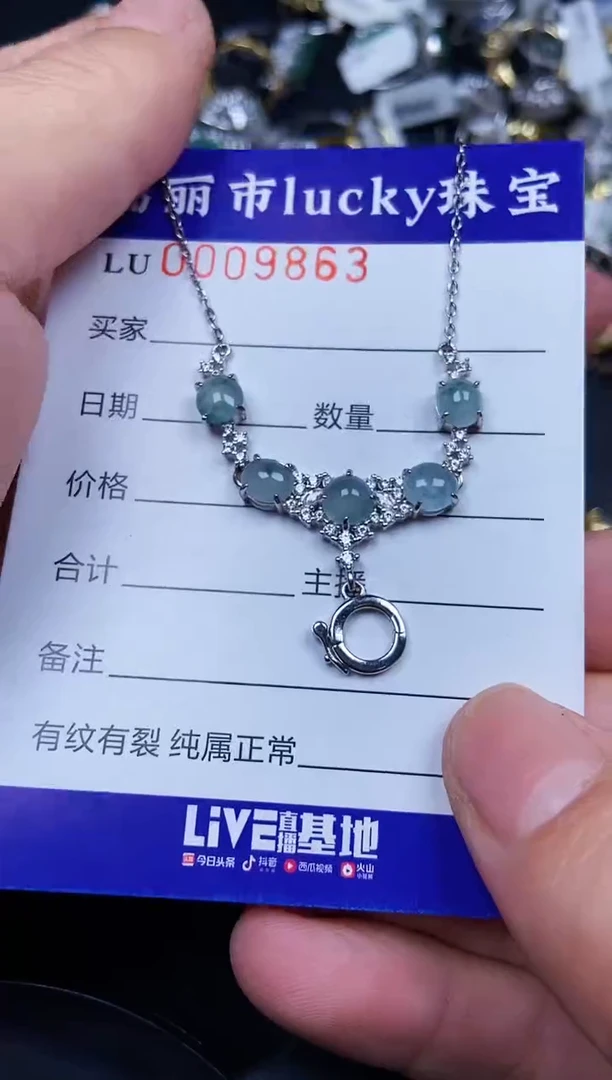 翡翠银S925镶嵌颈饰9863