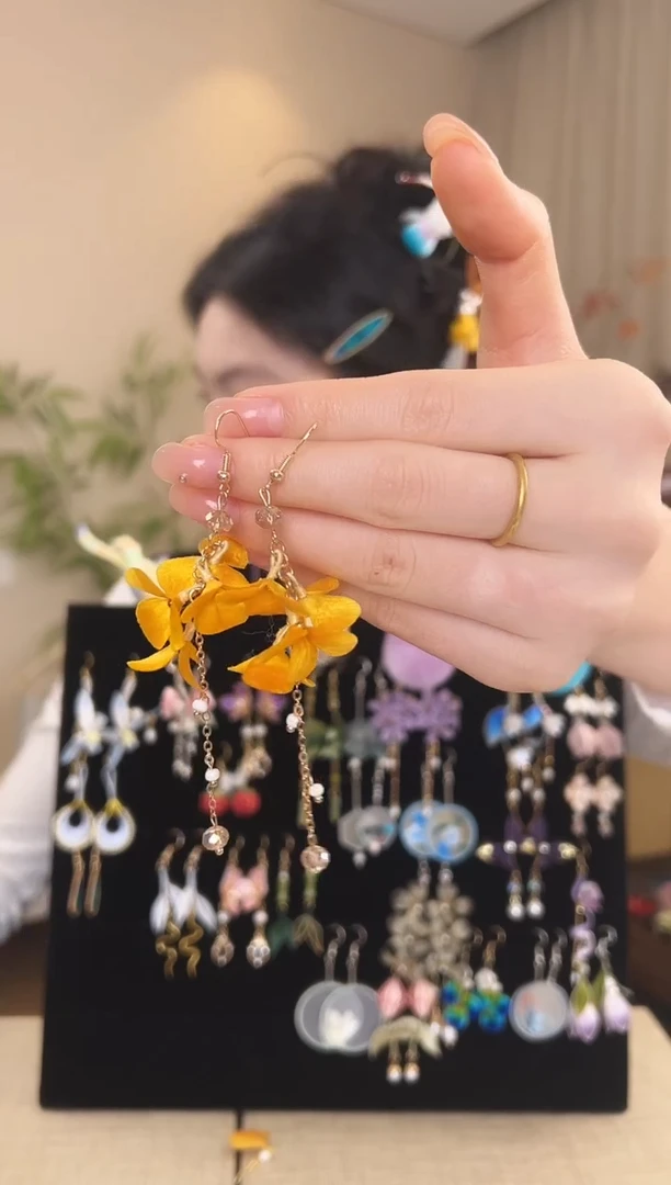 刺绣喜*大桂花耳环