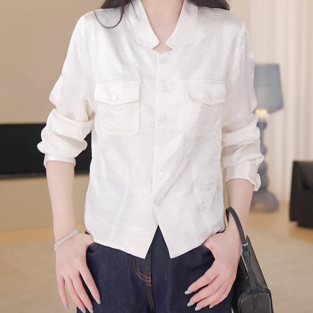 新款舒适宽松型时尚休闲长袖上衣衬衫女C5959