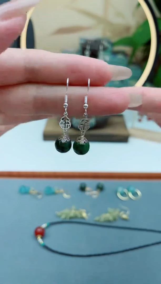 玛瑙/玉髓耳饰银S925镶嵌032