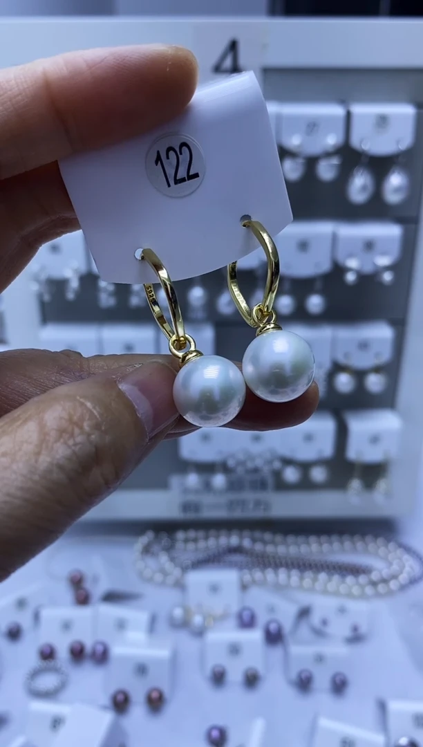 银S925镶嵌耳饰淡水珍珠122