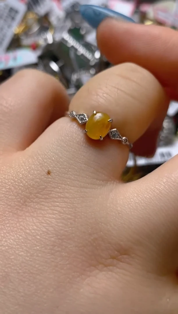 银S925镶嵌戒指翡翠百内无证书